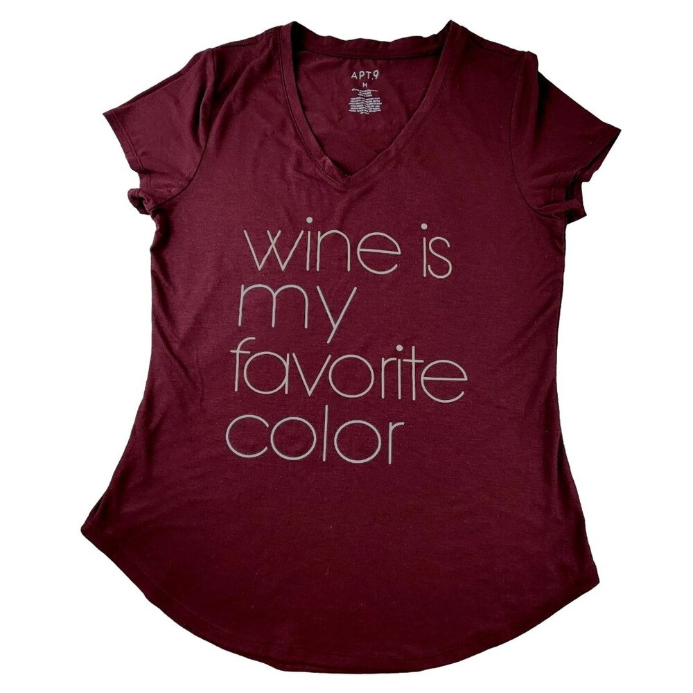 Womans Tee Wine is My Favorite Color Graphic Top size Medium ... JH1558